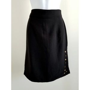 F21 Black Pencil Skirt with gold buttons Size L